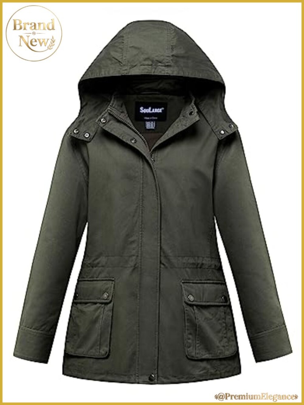 Plus Size Military Cotton Jacket with Detachable Hood